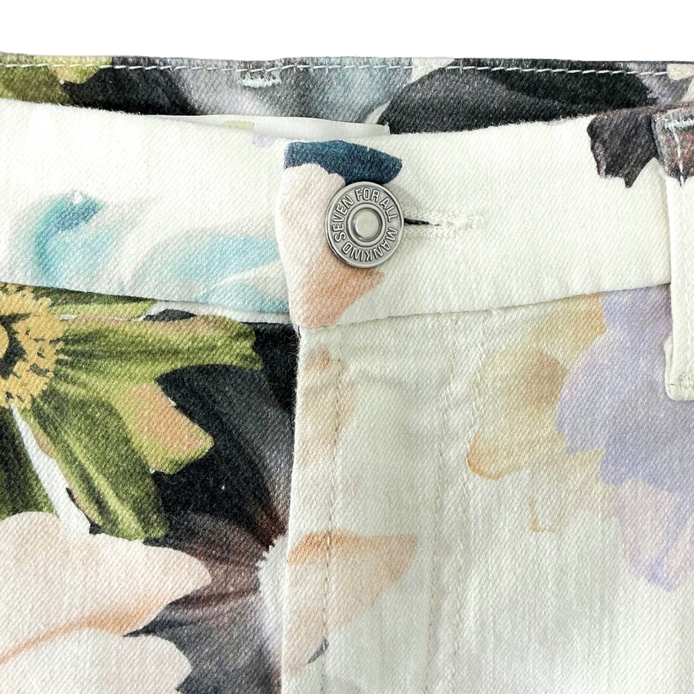 7 For All Mankind Women's Size 32 Floral Print Jeans‎ Straight Leg High Rise - Picture 11 of 12